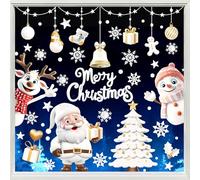 9 Sheets Christmas Window Stickers, Xmas Double-Side Reusable Window Clings,Snowflake Reindeer Santa Claus PVC Staic Stickers for Christmas DIY Window Decorations