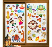 9 Sheets Diwali Window Stickers for Glass Double-Sides Diwali Decorations for House Non-Adhesive Static Diwali Diyas Window Clings for Indian Diwali Deepavali Pooja Festival Party Supplies Decorations