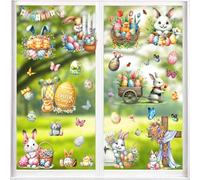 9 Sheets Easter Window Stickers - Double-Sided Removable Clings, Reusable Spring Decor for Glass Doors & Windows, Easter Bunny Egg Church Festival Display