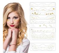 9 Sheets Gold Foil Glitter Freckles Face Tattoo Silver Foil Temporary Face Freckles for Women Waterproof Metallic Glitter Makeup for Festival Party and Glow Up Makeup (Gold, One Size)