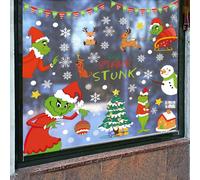 9 Sheets Grinch Christmas Window Clings Decorations