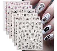 9 Sheets Halloween Nail Art Stickers Decals - Self-Adhesive Decal Cute Ghost Spider Web Bat Spook Nail Supplies - Halloween Autumn Charms for Women Nails Art Design Decoration Accessories