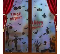 9 Sheets Halloween Window Stickers, Removable Electrostatic Halloween Window Decorations, Reuseable Double-Sided Pumpkin Devil, Bat, Spider Stickers, for Window Decal Party Decorations