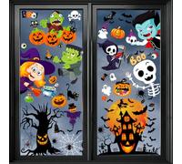 9 Sheets Halloween Window Stickers, Reusable Halloween Decorations for Windows & Glass, Spooky Halloween Window Clings for Home, Party & Indoor Decor
