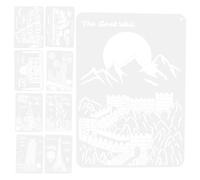9 Sheets Landscape Stencils Pet Drawing Stencil Template for Teens