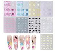 9 Sheets Nails Art Stickers Five Pointed Star Decals 3D Self-Adhesive Stickers for Decorations Decorations Supplies