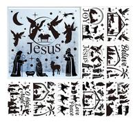 9 Sheets Nativity Window Clings,Christian Christmas Window Film Stickers Decal,Religious Christmas Window Clings for Glass Windows，Jesus Christmas Window Covering Decoration