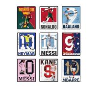 9 Sheets Soccer Posters(8"x10"), Famous Football Aces Messi Ronaldo Neymar, Decorative Canvases for Living Room Sport Room Wall Art, Unframed Posters Set