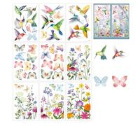 9 Sheets Spring Summer Flower Window Stickers for Glass, Double Sided Static Stained Glass Window Stickers, Anti-Collision Reusable Clings for Home Windows, Doors, Kitchen, Bedroom Décor