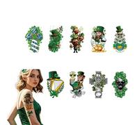 9 Sheets St. Patrick's Day Temporary Tattoos for Men Women Adults - 3D Realistic Half Sleeve Shamrock Irish Green Tattoo Stickers | Waterproof Body Art for Parade Party Favors