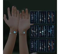 9 Sheets Summer Couple Planet Bracelet - Light-Up Blue Waterproof Tattoo Stickers