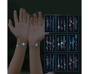 9 Sheets Summer Couple Planet Bracelet - Light-Up Blue Waterproof Tattoo Stickers