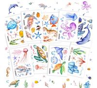 9 Sheets Under The Sea Wall Stickers Decals, Giyiprpi Ocean Animal Sea Turtle Seaweed Whale Fish Wall Sticker, Removable Marine Themed Wall Decorations for Nursery Bedroom Bathroom Living Room