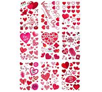 9 Sheets Valentine's Day Window Clings Decorations, 221pcs Valentines Window Decal Stickers Glass Static Sticker Love Heart Party Decor for Valentines Party, Wedding, Anniversary Supplies