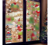 9 Sheets Xmas Window Stickers,Vibrant red and Green Cute Colorful Window Stickers Large Xmas Decorations Scene, Scene for Home Schools Offices Decoration