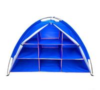9 Shelves Shoes Storage Tent, Foldable Camping Storage Tent Portable Oxford Fabric Shelving Unit For Outdoor Gear And Footwear Organization(Blue)