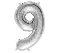 9 Silver 16" Number - Packaged. Foil Balloons