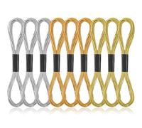 9 Skeins Embroidery Thread Metallic Embroidery Floss Cross Stitch Thread String for Sewing Yarn Accessories Art Craft Making Supplies (Gold, Light Gold, Silver)