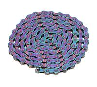 9 Speed Bicycle Chain with Hook and Loop Colorful Electroplating Mountain Bike Chain Double X Bridge Design Carbon Steel MTB Bike Chain for Road Mountain Bike