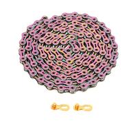 9 Speed Bike Chain, Carbon Steel, Colorful Electroplated, Wear Resistant, Stable and Safe - Fast Shifting, Dual X Bridge Design, Ideal for Mountain and Road Bikes