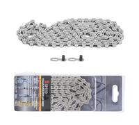 9 Speed Bike Chain Lightweight Half Hollow 1/2x11/128 Inch 116 Links High Strength Carbon Silver Bicycle Chain for Mountain Bike Road Bike