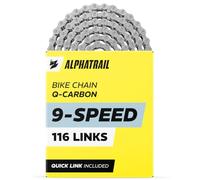 9 Speed Chain for Shimano & SRAM, 116 Links with Quick Link, for E-Bikes & MTB - Alphatrail Q-Carbon Bike Chain, Hardened, up to 7,000 km, for Mountain, Hybrid & Road Bikes, 1x9 2x9 3x9, 18 & 27 Gear