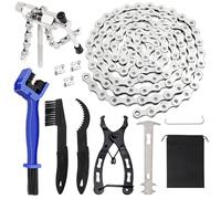 9 Speed Mountain Bike Chain Kit, Replacement Gear Road Bicycle MTB Chains 116 Quick Link Removal Repair Tool, Universal Chain Splitter Breaker Cleaning Brush Plier for Kids Adult Racing Cycle