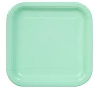 9" Square Dinner Plates | Pretty Mint Color Theme Tableware | 14ct
