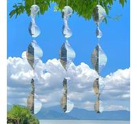 9 Stainless Steel Bird Scarer Discs Set, 3D Reflective Helix Wind Spinners Bird Reflector & Sparkly Metal Outdoor Garden Décor Sculpture Ornaments, Deterrent to Scare Pigeon Away from Yard Patio Farm