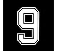 9" Tall Single Number 9 Iron On Heat Transfer for Football Baseball Jersey Sports T-Shirt White