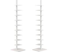 9-Tier Adjustable Metal Spine Bookcase - Slim 3-Sided Rotating Ladder Shelf for Small Spaces Tall Vertical Storage nizer (Color: A)