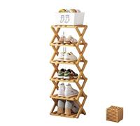 9-Tier Bamboo Shoe Rack Foldable No-Assembly Design Space-Saving for Shoes Books & Entryway Accordion Style Brown Finish Ideal for Small Spaces