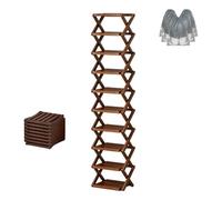 9-Tier Bamboo Shoe Rack - No Assembly, Foldable Corner Shelf, Space-Saving Storage for Entryway & Closet, Walnut Finish, Versatile 2-10 Tiers for Shoes & More