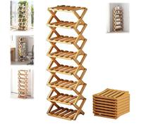 9-Tier Bamboo Shoe Rack - No Assembly, Foldable Storage for Entryway, Closet & Bedroom, Space-Saving Design, Natural Finish, Ideal for Small Spaces & Limited Areas