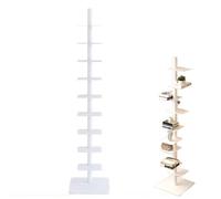 9 Tier Bookcase, Vertical Spine Book Tower, Tall Narrow Metal Storage Shelf, Display Shelf for Bedroom, Living Room, Office