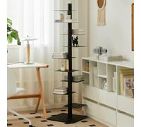 9 Tier Bookshelf Invisible Bookshelf,Height Adjustable Vertical Spine Book Tower,Rotating bookshelf Stand for Books Photos Artwork,Pot Plant,Black