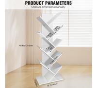 9 Tier Tree Bookcase Bookshelf Floor Standing Wooden Metal Shelves Storage