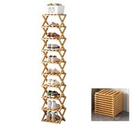 9-Tier Folding Shoe Rack - Vertical Organizer for Narrow Spaces, Ideal for Entryway, Bedroom, Hallway & Corner Storage, Brown - Space-Saving 8-Layer Design
