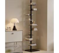 9-Tier Metal Rotating Bookshelf 3-Sided Adjustable Tower Slim & Tall Design for Small Spaces Modern Vertical Bookcase for Home & Office Storage