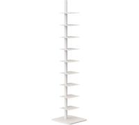 9-Tier Metal Spine Bookcase - Narrow DIY Vertical Tower 3-Sided Free Rotating Design Ideal for Small Spaces Tall & Slim Ladder Shelf (Color: C)