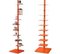 9-Tier Metal Spine Bookshelf Narrow Bookcase DIY Three-sided Free Rotation Adjustment Vertical Tower for Books for Small Spaces Tall & Narrow Ladder Bookcase