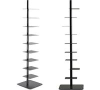 9 Tier Metal Spine Bookshelf Narrow Bookcase for Small Spaces DIY Three sided Free Rotation Adjustment Vertical Tower Tall & Narrow Ladder Bookcase (Black 15.8" D x 15.8" W x 69" H)