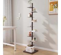 9-Tier Metal Spine Bookshelf, Vertical Tower for Booksfor Small Spaces, Multipurpose Corner Bookshelf, Tall & Narrow Ladder Bookcase, Book Display for Home Office