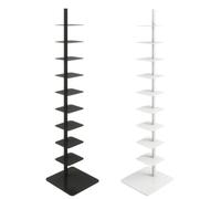 9-Tier Metal Spine Bookshelf - Vertical Tower Narrow Corner Bookcase for Small Spaces Tall Ladder Display Shelf for Home Office Modern Black Design