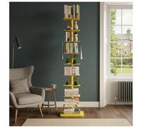 9-Tier Metal Spine Rotating Bookshelf Narrow Bookcase DIY Three-sided Free Rotation Adjustment Vertical Ladder Stand for Books Photos Artwork Plant