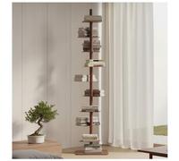 9-Tier Metal Spine Rotating Bookshelf Narrow Bookcase DIY Three-sided Free Rotation Adjustment Vertical Ladder Stand for Books Photos Artwork Plant