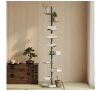 9-Tier Metal Spine Rotating Bookshelf Narrow Bookcase DIY Three-sided Free Rotation Adjustment Vertical Ladder Stand for Books Photos Artwork Plant