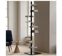 9-Tier Metal Spine Rotating Bookshelf Narrow Bookcase DIY Three-sided Free Rotation Adjustment Vertical Ladder Stand for Books Photos Artwork Plant