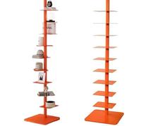 9-Tier Narrow Metal Bookshelf - Adjustable 3-Sided Bookcase Tower for Small Spaces - Tall & Slim Ladder Design - Stylish ge Finish (15.8" D x 15.8" W)