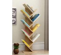 9-Tier Rustic Standing Tree Bookshelf Wood Display Rack Living and Home Brown One Size